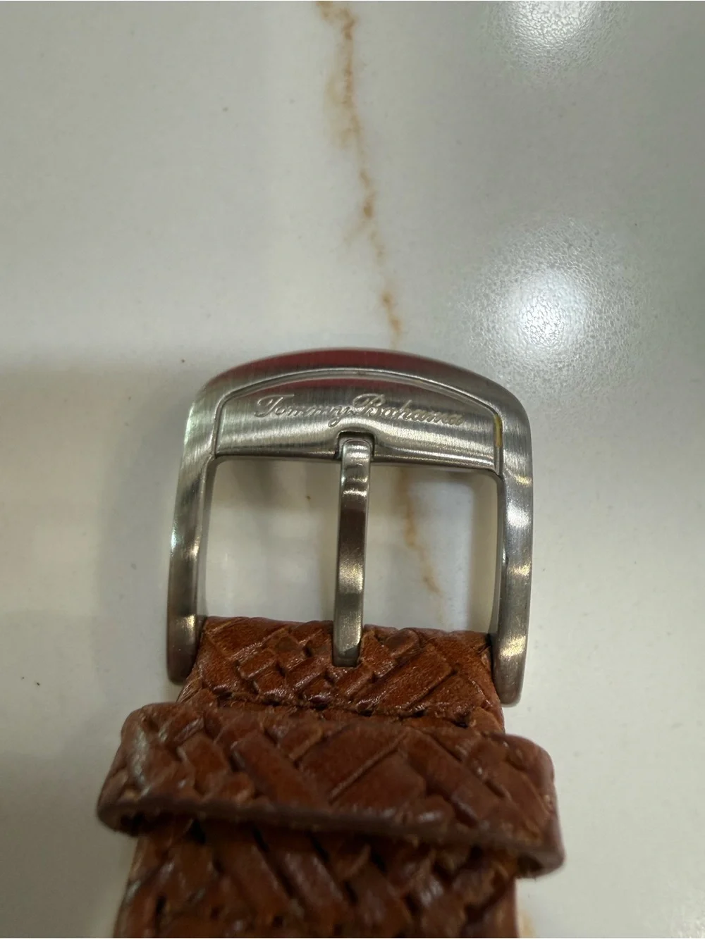 Tommy Bahama Men's Tonneau Gold Dial Quartz Brown Leather Strap Watch